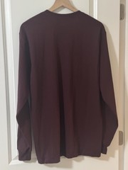 Carhartt Men’s Burgundy Solid Crew Neck Long Sleeve Loose Fit T-Shirt Size S