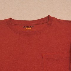 Ariat Rebar Long Sleeve Work Shirt Red, Flag Graphic on Back Mens Small *FLAW*