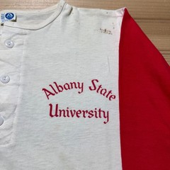 Vintage 80s Albany State University Collegiate Henley Raglan T-Shirt USA Medium