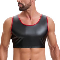 Men’s Faux Leather Sleeveless Vest Slim Fit Elastic Sexy Nightclub Punk Crop Top
