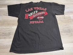 Vintage Harley Las Vegas T-Shirt Nevada Double Sided Black Large Short Sleeve