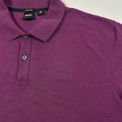 HUGO BOSS Polo Shirt Men Size 2XL Magenta Pima Cotton Designer Preppy Fits Tight