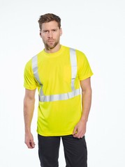 Portwest S190 Hi-Vis Reflective Safety Crew Neck T-Shirt with Chest Pocket ANSI