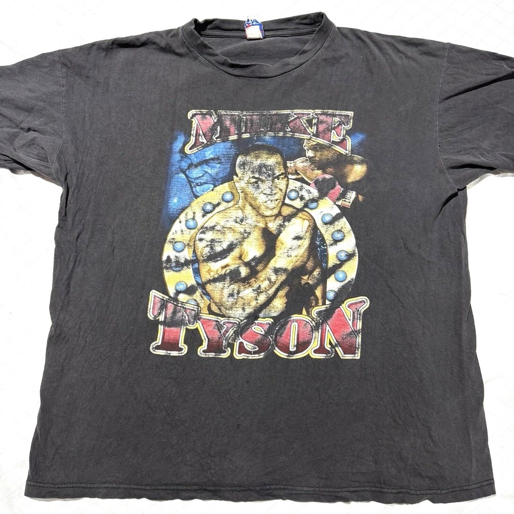 Vintage Mike Tyson Rap Tee T-shirt Size 2XL Black 90s Boxing Iron Mike Rare