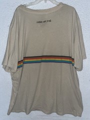 REI Co-Op Mens 3XL Beige T-Shirt Rainbow Striped Tee Outside with Pride Cotton