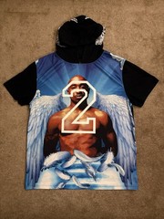 Tupac Hoodie Men’s 2XL All Over Print Short Sleeve Maxi Milian Rapper Rap