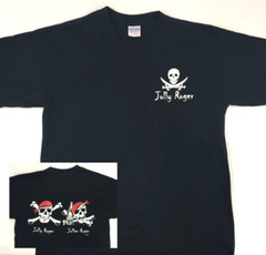 Joe Blow Tees Pirate Graphic T-Shirt Jolly Roger Jollier Roger Drinking Medium