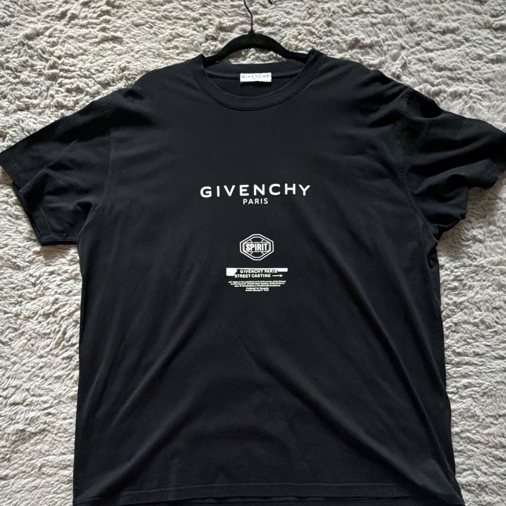 Givenchy Men’s Black XL Cotton Jersey Crew Neck Spirit Logo Graphic T-Shirt