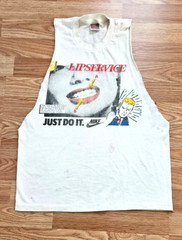 Rare Vintage Nike Roy Lichtenstein 2 Much Lip Service Pop Art T-Shirt M Cut Off