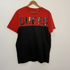 GUESS Black And Red Shirt With Glossy GUESS Print