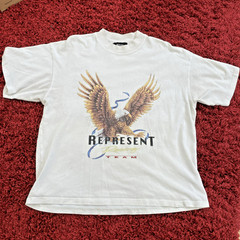 Represent Racing Team Men’s White T Shirt with Eagle on chest Size Medium