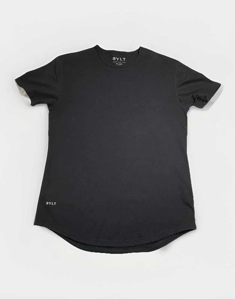 BYLT Drop Cut Short Sleeve T-Shirt Black Mens Size M Premium Basics Athletic Fit