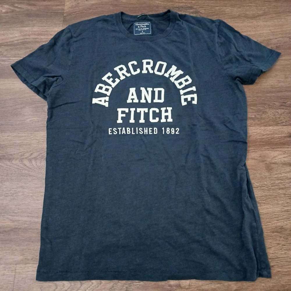 Abercrombie & Fitch Applique Logo T-shirt Blue & White Logo Size Small