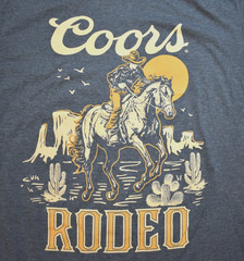 Coors Mens Coors Rodeo Cowboy On Horse Charcoal Heather Shirt New S-2XL