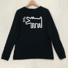 Keith Haring Barking Dog Long Sleeve Graphic T-Shirt Black Mens Large Pop Art