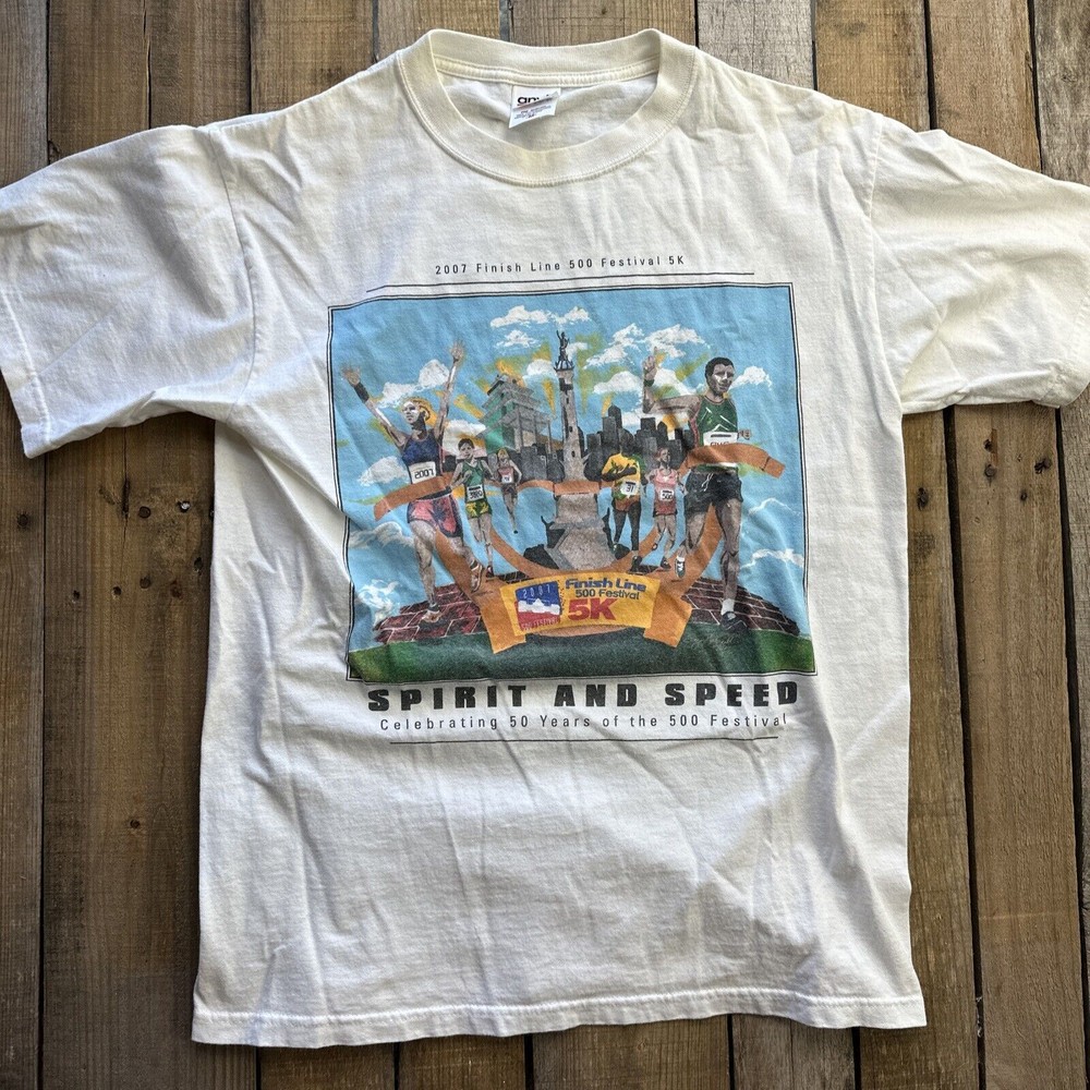 Finish Line 5k 500 Festival 2007 Mens T-Shirt Size M