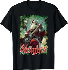 Santa Claus Guitar Sleigher, Funny Rock Music, Christmas T-Shirt, HS261