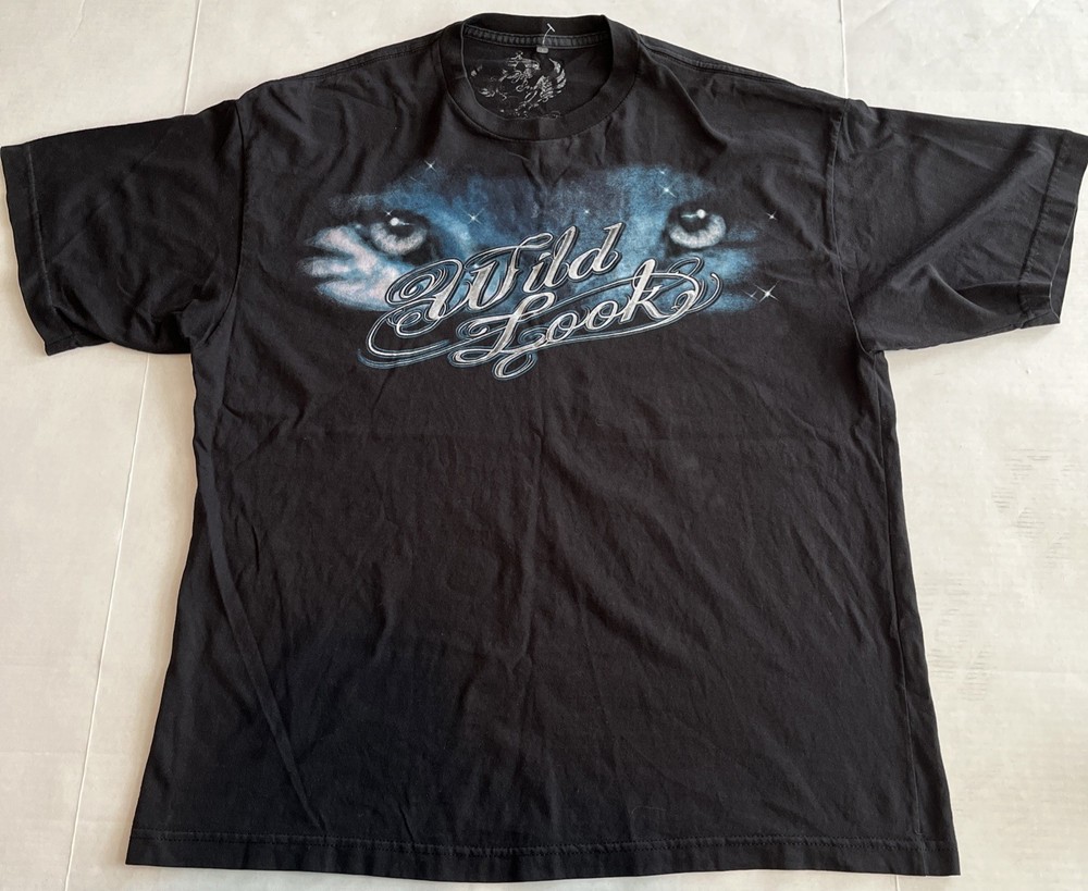 Wild Look Wolf Double Sided Backhit T Shirt L/XL Black