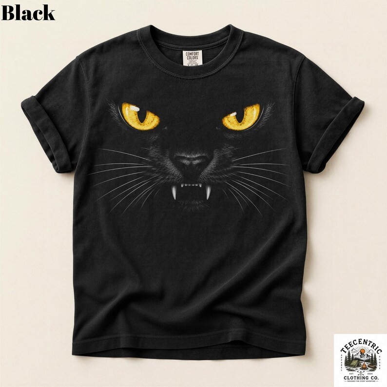 Black Cat Face T-Shirt Vintage Gothic Tee – Men & Women’s Unise