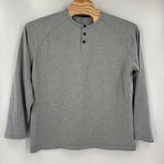 Public Rec Mens 2XL Solid Gray Long Sleeve Cotton Blend Henley Shirt