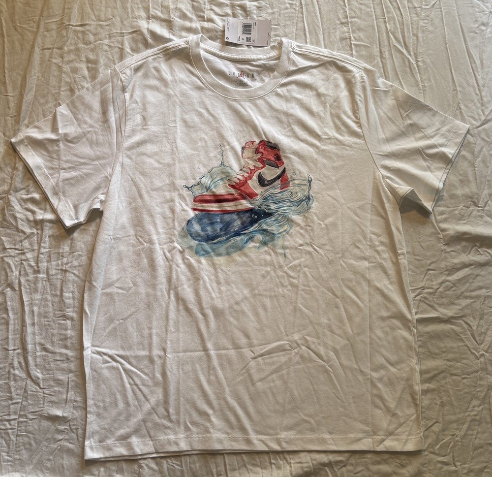 NWT Nike Air Jordan Men’s 2XL Flight Essentials AJ1 Graphic White T-Shirt