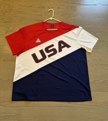 Peak Men’s USA Team 100% Polyester Tee Shirt – 2XL – Red, White, Blue
