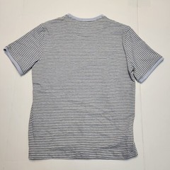 $115 New LEFT COAST TEE V-Neck Shirt S/S Cotton Men LARGE L Blue Gray STRIPED