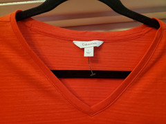 Calvin Klein V-neck TShirt~Sz Large~Men’s~Texture Silk-Like~Red~NEW