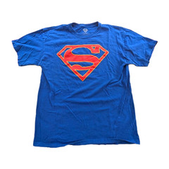 Superman Blue with Red Logo Comics Short Sleeve T- Shirt Mens Large L