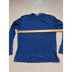 Buck Mason Mens Indigo Slub Cotton Long Sleeve Pocket Tee Blue Size M