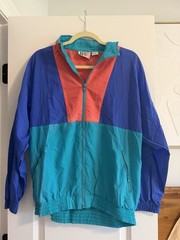 Vintage 90s Bold Spirit Colorblock Nylon Windbreaker Jacket Size medium Retro