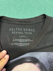 Selena Gomez Revival Tour 2016 Double-Sided Graphic T-Shirt L Black Crew Neck