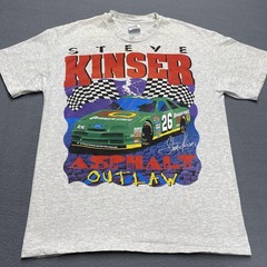 Vintage Steve Kinser Shirt Mens Large Gray Asphalt Outlaw NASCAR 26 1995 90s