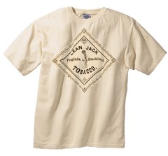 LEAN JACK Vintage VIRGINIA USA Smoking TOBACCO T-Shirt 100% Cotton CIGAR LABEL
