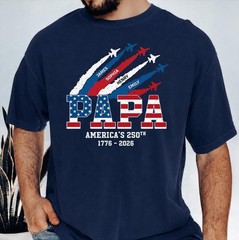 Personalized Proud Papa Grandpa American Flag Shirt with Kids Names