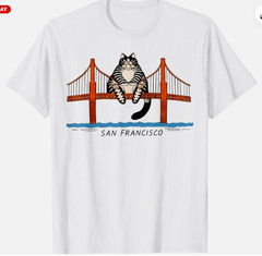 San Francisco Cat Golden Gate Bridge Book Lover Unisex T-Shirt