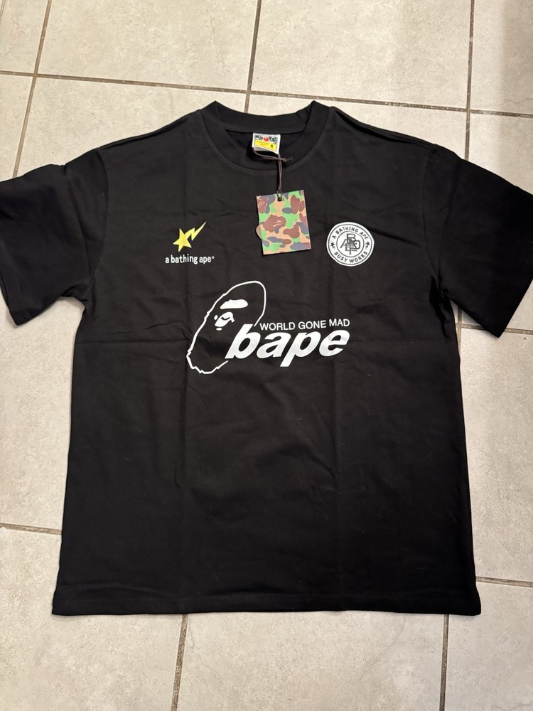 A Bathing Ape BAPE x Stüssy Logo Graphic Crew Neck T-Shirt Black/White M