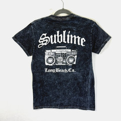 Sublime T-Shirt Men’s Size S Long Beach Boom Box Navy Mineral Wash SS Crewneck