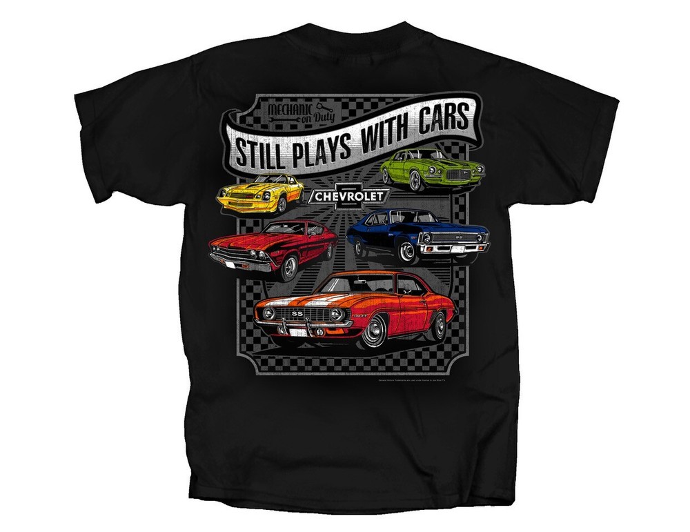 Chevy Still Plays With Cars Men’s T-Shirt Black Chevelle Nova SS Camaro RS Z-28