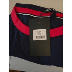 North 564 Navy Blue/Red Trim Logo Graphic S/S Ringer T Shirt EU 3XL US 2XL