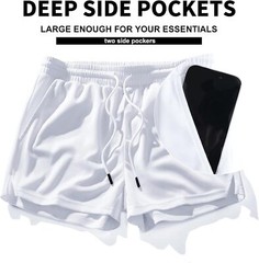 AIMPACT Mens Mesh Running Shorts 3 Inch Quick Dry Gym Athletic Medium, White