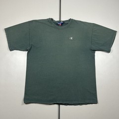 Vintage Champion Shirt Blank Green Logo Graphic Men’s Large Sun Faded Streetwear