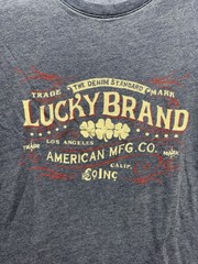 Lucky brand men’s t shirt Small Blue Logo Cotton polyester rayon new with tag