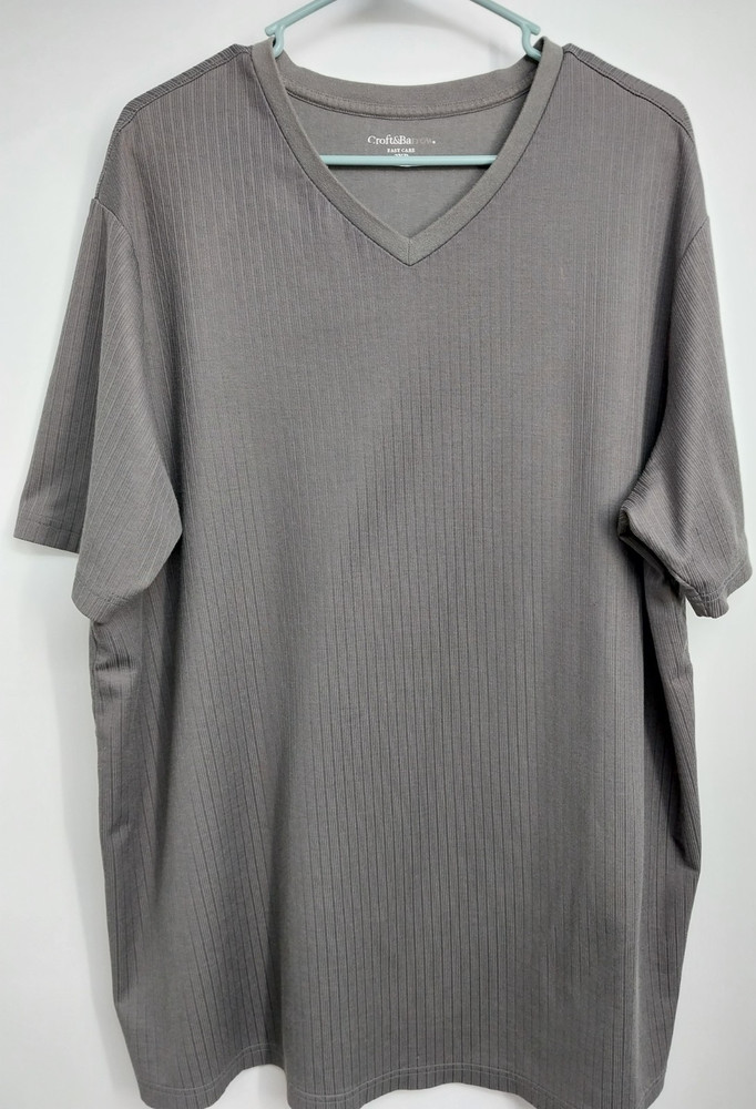 Croft & Barrow Mens Gray Easy Care Crew Ribbed Short Sleeve T-Shirt Size XXB