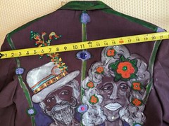 Artisan OOAK Upcycled Hand painted Blazer Jacket Colorful People Jewels 23″ PTP