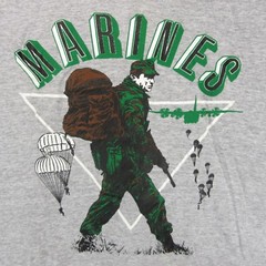 vtg 80s RAYON TRI-BLEND USMC UNITED STATES MARINE CORPS T-Shirt L single stitch