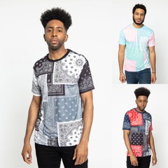 Victorious Men’s Casual Multi Color Quilted Bandana T-Shirt TS7377