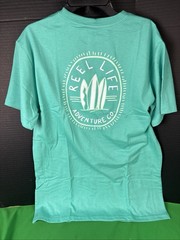 Reel Life Men’s Short Sleeve Graphic Tee Size Medium Teal