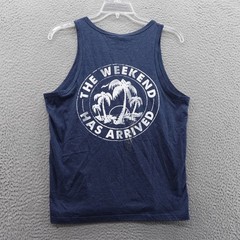 Chubbies The Relaxer Tank Top Mens Small Navy Blue Palm Graphic Sleeveless