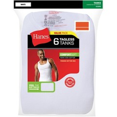 Hanes ComfortSoft Men’s White Ribbed 6 Pack Tanks/A-Shirts w/Fresh IQ 42-44 L